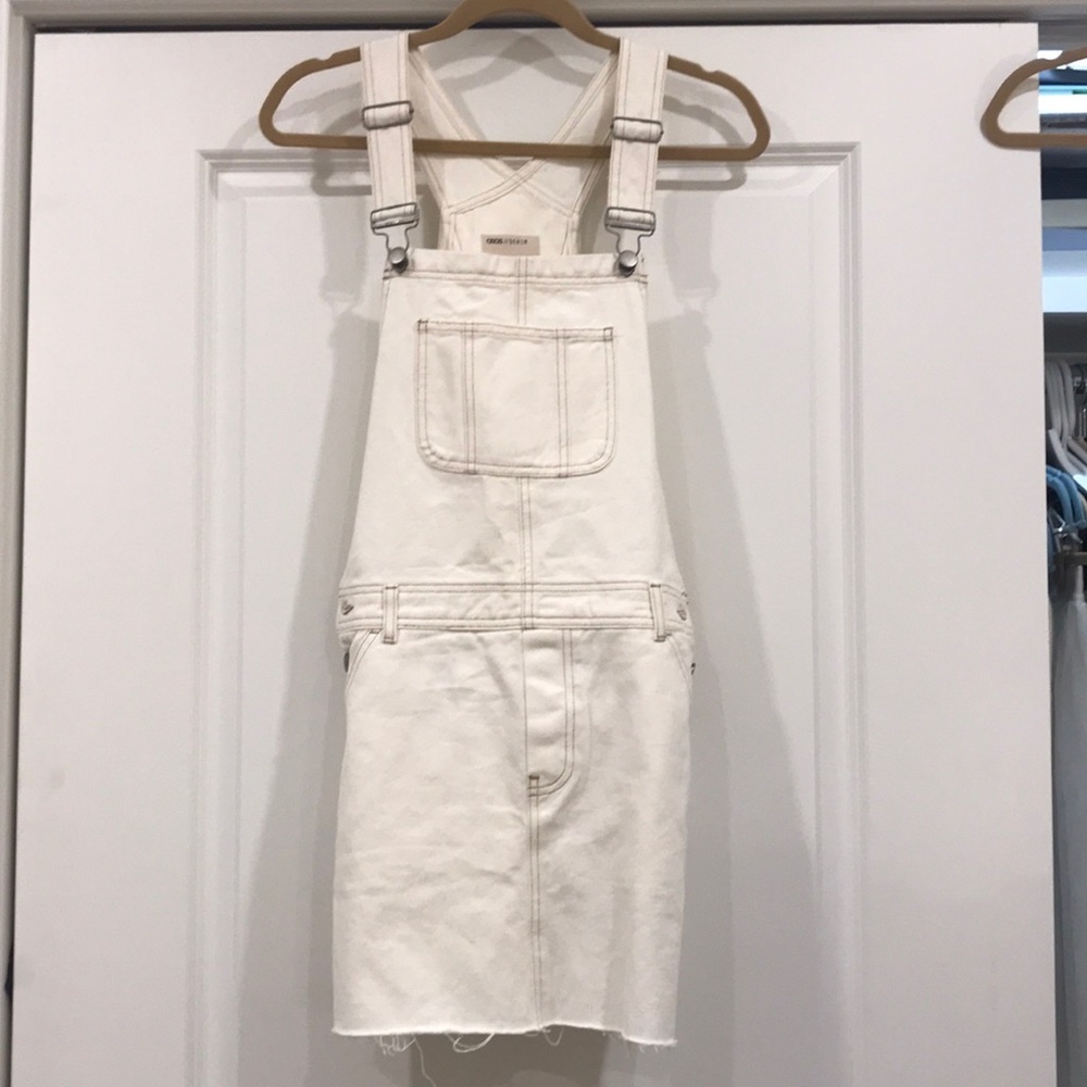 White denim overall dress